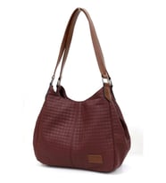 Cappadocia Vintage  5086 Myra Kadın Lacivert PU Deri Kapitone Günlük Omuz Çantası Üç Bölmeli Hobo (Bordo)