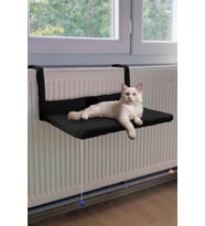 Siyah Renkli Polar Peluş Kedi Radyatör Yatağı ve Petek Üstü Askılı Hamak