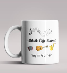 Kişiye Özel Müzik Öğretmeni Tasarımlı Beyaz Renk Kupa Bardak 8