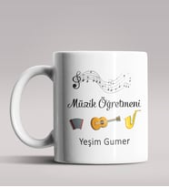 Kişiye Özel Müzik Öğretmeni Tasarımlı Beyaz Renk Kupa Bardak 8