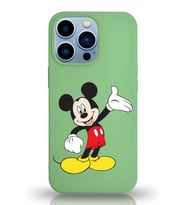 Apple iPhone 13 Pro Max  Lansman Kılıf Mickey Mouse Tasarımlı Altı Kapalı İçi Kadife Kaplı  Kapak (Şeffaf)