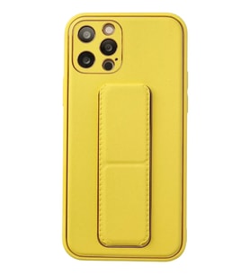 Newface Apple iPhone 12 Pro Kılıf Coco Deri Standlı Kapak - Sarı