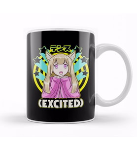 Anime Japanese Girl Manga Excited Face Cute Otaku Kupa Bardak Porselen