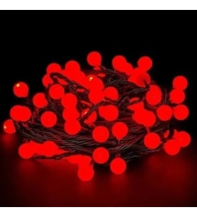 5M 28 Led Kırmızı Işık Şeffaf Kablo Fişli Eklemeli