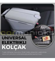 Oto Kolçak Kol Dayama Çift Açılır 7 USB Girişli Tüm Araçlara Uyumlu Kolçak Gri