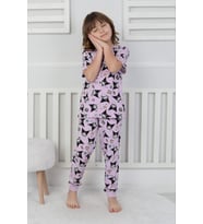 Kuromi Baskılı %100 Pamuk Kısa Kol Uzun Alt Kız Çocuk Pijama Takımı (3,4,5,6,7,8 Yaş) (Eflatun)