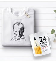 BK Gift Kişiye Özel Öğretmenler Günü Tasarımlı Kupa Bardak ve Atatürk Baskılı Tişört Hediye Seti- 2-9, Öğretmene Hediye, Öğretmenler Günü, 100. Yıl Hediyesi