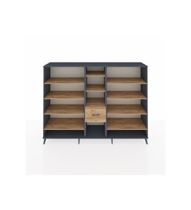 Hyperion Dolap 11 Raflı 3 Çekmeceli  220x44x163 Antrasit-Çam