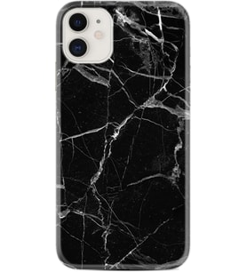 Apple iPhone 11 12 13 Mini Kılıf Desemli Silikon Fragile Black Mermer 1378
