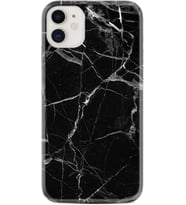 Apple iPhone 11 12 13 Mini Kılıf Desemli Silikon Fragile Black Mermer 1378