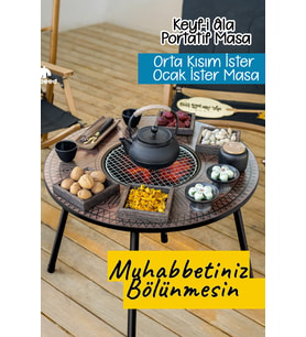 - Portatif Taşınabilir Keyf-i Ala Kamp Mangal Masası 80cm x 50 cm