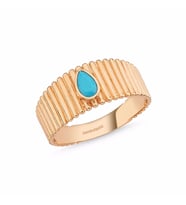Altın Yüzük 14K Rose ZigZag Firuze Taşlı (Çok Renkli)