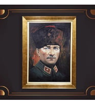 Özel Seri Paspartulu Çerçeveli Atatürk Tablo l647 (Gold)
