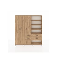 Arges Gardrop 14 Raflı 4 Çekmeceli 4 Kapaklı 220x30x243 Çam-Çam