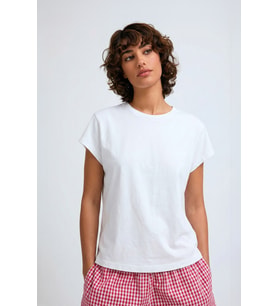 Kadın Yarasa Kol Basic Beyaz T-shirt