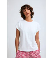 Kadın Yarasa Kol Basic Beyaz T-shirt