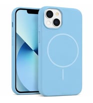 Coverzone ?phone 14 Plus ile Uyumlu Kadife ?� Y�zeyli Premium Silikon K?l?f MagSafe ile Uyumlu Kablosuz ?arj Destekli Darbe Emici Yumu?ak Dokulu Koruma Tasar?ml? Telefon K?l?f? Bebek Mavisi