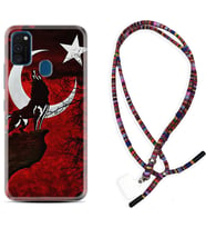 Samsung M21 M22 M23 M30 M31S M32 Kılıf Boyun Asklı Rasta Silikon Wolf and Moon 2 1381