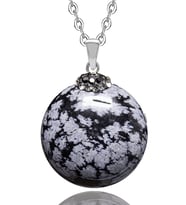 Sertifikalı Zirkon Taşlı Karlı Obsidyen Doğal Taş Kolye (Çok Renkli)
