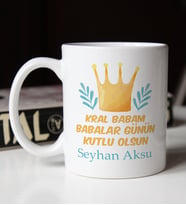 BK Gift Kişiye Özel İsimli Babalar Günü Temalı Beyaz Kupa Bardak-19, Babalar Günü Hediyesi, Babaya Hediye