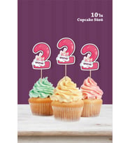 Unicorn Temalı * 2 (iki) Yaşında Cupcake Süsü '10lu