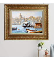 Gold Altın Kalın Çerçeveli Paspartulu Tablo vvb1343