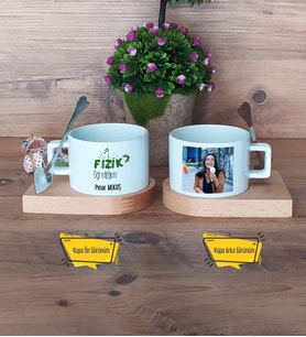 Fizik Öğretmeni Kupa Bardak Ahşap Altlıklı Kısa Fotoğraflı Öğretmenler Günü Hediyesi