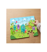 Piknikte Mutlu Canavarlar Tasarımlı 24 Parça Ahşap Çocuk Puzzle