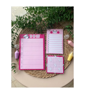 Pandalı Notepad/memopad Not Defter Seti (Pembe)
