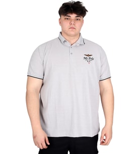 Mode XL Büyük Beden Erkek Polo Yaka Tişört Waffle Mr.Polo U24298 Gri