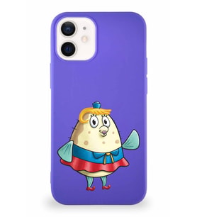Apple iPhone 12 Soft Premier Kapak Bayan Puff Tasarımlı Silikon Kılıf - Mor (Şeffaf)
