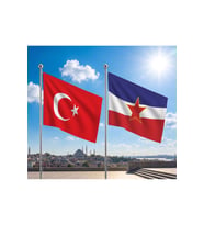 TRY Raşel Kumaş Bayrak ve Türkiye Cumhuriyeti Alpaka Kumaş Bayrak 2'li set 100x150 Cm