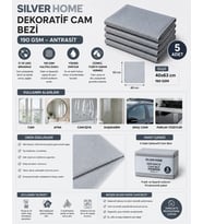 Silver Home 190 Gsm 40x63 cm Dekoratif Cam Bezi-Antrasit x 5 Adet