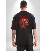 Rammstein Müzik Grubu Pamuklu Kadın Erkek Oversize Sırt Dijital Baskılı Siyah T-shirt