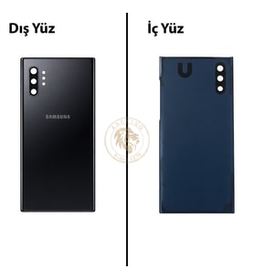 Samsung Note 10 Plus Siyah Arka Pil Kapağı Batarya Kapağı Lazer Kesim Back Cover