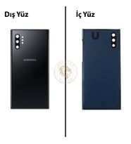 Samsung Note 10 Plus Siyah Arka Pil Kapağı Batarya Kapağı Lazer Kesim Back Cover