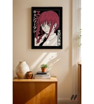 Chainsaw Man Makima Anime Poster, Siyah Çerçeveli Duvar Tablosu - Anime Severlere Özel