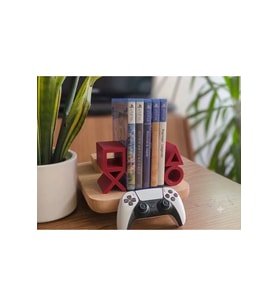 PS5 Logolu CD Stand Rafı, İkonik Tuş Simgeli Oyun Kutusu (CD) Rafı – Stand Organizer