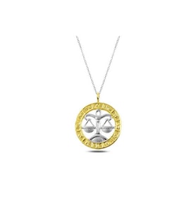 925 Ayar Gümüş Gold Terazi Burcu Kolye
