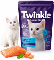 Twinkle Yavru Kedi Maması 1 kg - Balıklı Kedi Maması -%85 Hayvansal Protein - 4'ü 1 Arada - 0-12 Ay Yavru Kediler İçin