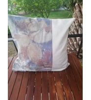 Doğal Boyama, Ekolojik Baskılı Pamuklu Kırlent Kılıfı , El Yapımı, Tasarım, Gri̇, Bej, Moli Tasarım