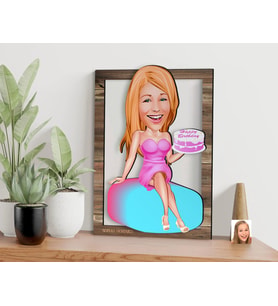 BK Gift Kişiye Özel Kadın Doğum Günü Karikatürlü 3D Ahşap Tablo, Sevgiliye Hediye, Arkadaşa Hediye, Yıl Dönümü Hediyesi, Doğum Günü Hediyesi-2