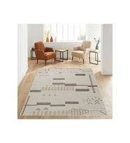 Rovigo Home Dijital Baskı Yıkanabilir Kaymaz Taban Salon Halısı RVG0598 (Bej)