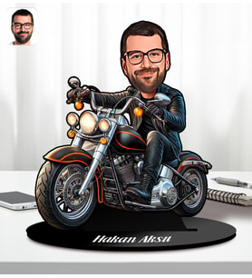 BK Gift Kişiye Özel Chopper Motorcu Erkek Karikatür Biblo-1, Arkadaşa Hediye, Sevgiliye Hediye, Doğum Günü Hediyesi