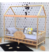 Markaawm Kitty Montessori Yatak Çocuk Karyola Doğal Ahşap Yatak 80X180 (Karışık)