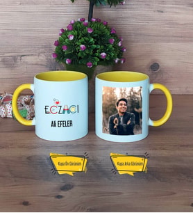 Eczacı Kupa Bardak Sarı Fotoğraflı Eczacıya Hediye Eczacılar Günü Hediyesi