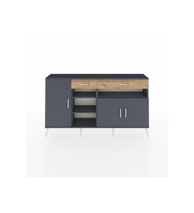 Arges Konsol 5 Raflı 2 Çekmeceli 3 Kapaklı 176x30x99 Antrasit-Antrasit/Çam