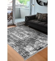 Dijidekor Halı Gri iskandinav Yıkanabilir Saçaklı Delüxe Kesme Yolluk Kilim Salon Halısı Modelleri