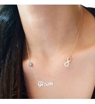 Gizem Yazılı Sonsuzluk V Göz Boncuk Detay 925 Ayar Gümüş Sevgiliye,Anneye,Eşe Kolye