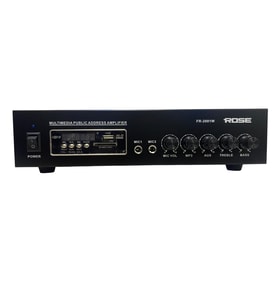 Rose FR-2100W - 80 Watt Mixer Amfi - 2 Mikofon Girişi - Bas ,Tiz,Aux ,MP3,MIC Kontrol (Siyah)